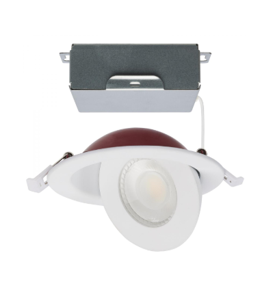 SATCO S11880 9 Watt LED; Fire Rated; 4 Inch Direct Wire Directional Downlight; Round Shape; White Finish; CCT Selectable; Dimmable; 120 Volts