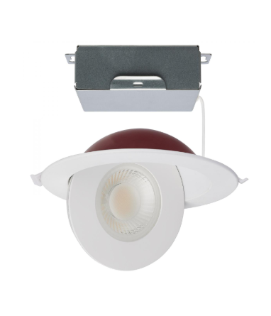 SATCO S11881 15 Watt LED; Fire Rated; 6 Inch Direct Wire Directional Downlight; Round Shape; White Finish; CCT Selectable; Dimmable; 120 Volts