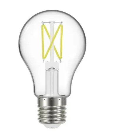 SATCO NUVO Lighting S12416 LED A19 Bulb, E26, Dimmable, Wattage 8W, Lumens 800 lm, Voltage 120V, Clear, Color Temperature 3500K