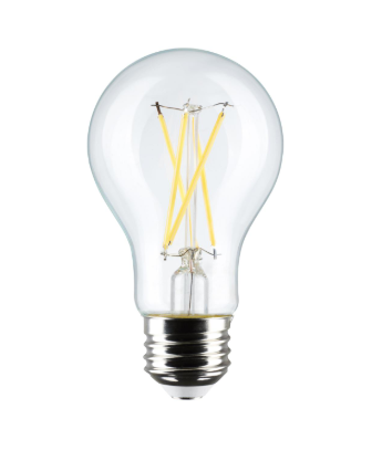 SATCO S12462 8 Watt A19 LED; Clear; 2700K; Medium Base; 120 Volt; 4-Pack Light Bulb