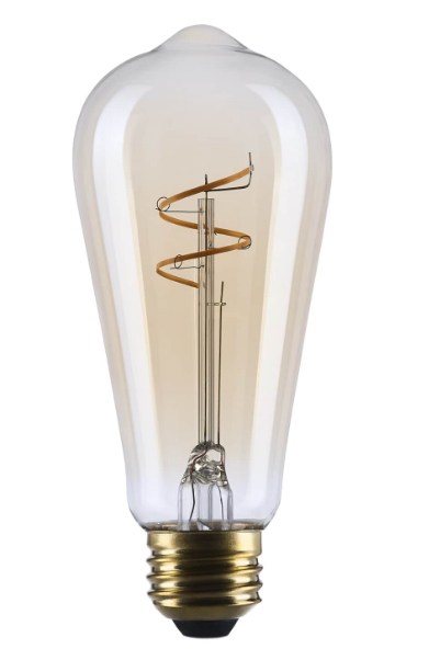 SATCO S14206 3.5W ST19 LED Bulb, 2000K Amber Filament, Medium Base, Clear Glass, Dimmable, 120V