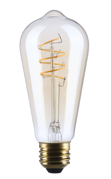 SATCO S14208 8W ST19 LED Bulb 2000K Amber Filament Medium Base Clear Glass Dimmable 120V