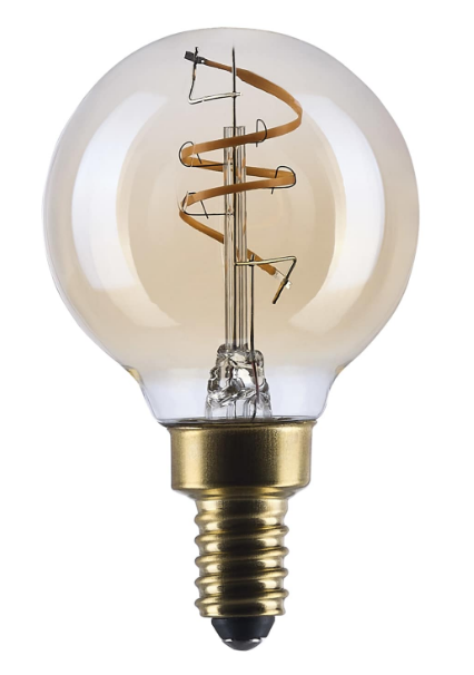 SATCO S14209 3.5W G16.5 LED Bulb 2000K Amber Filament Candelabra Base Clear Glass Dimmable 120V