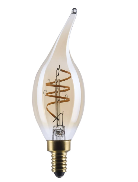 SATCO S14221 5.5 Watt CA11 LED Light Bulb 2000K CCT Candelabra Base Clear Glass; Amber Coil Filament Dimmable; 120 Volt