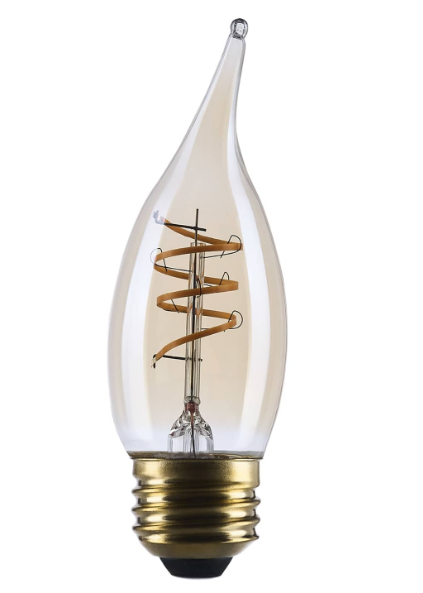 SATCO S14225 5.5 Watt CA11 LED Bulb 2000K CCT Medium Base Clear Glass Amber Coil Filament Dimmable 120 Volt