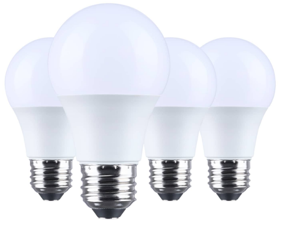 SATCO S14330 12W LED A19 Bulb 5000K Daylight, Medium Base, Plastic, 120V, 4-Pack