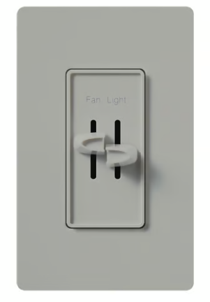 Lutron S2-LFSQH-GR Skylark Dual Dimmer Switch and 3-Speed Fan Control, 300W Incand./Halogen and 1.5A Fan, No Neutral Required, Gray Finish