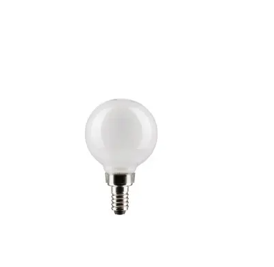 SATCO S21207 LED G16.5 Candelabra Bulb, E12, White, Wattage 4.5W, Lumens 350 lm, Voltage 120V, Color Temperature 2700K
