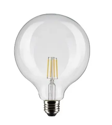 SATCO S21253 LED G40 Bulb, Dimmable, E26, Wattage 6W, Lumens 500 lm, Voltage 120V, Color Temperature 3000K, Clear