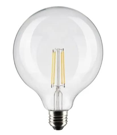 SATCO S21258 LED G40 Bulb, Dimmable, E26, Wattage 8W, Lumens 800 lm, Voltage 120V, Color Temperature 3000K, Clear
