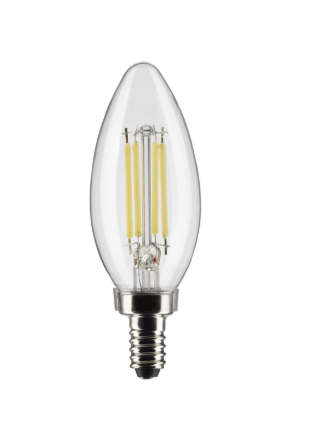 SATCO S21273 5.5 Watt B11 LED; Clear; Candelabra base; 90 CRI; 2700K; 120 Volt Light Bulb