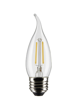 SATCO S21310 3 Watt CA10 LED; Clear; Medium base; 90 CRI; 2700K; 120 Volt Light Bulb