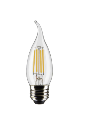 SATCO S21318 5.5 Watt CA10 LED; Clear; Medium base; 90 CRI; 2700K; 120 Volt Light Bulb