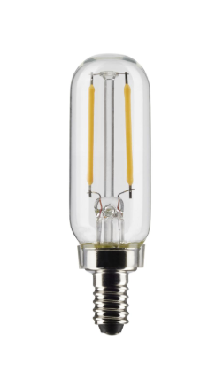 SATCO S21340 2.8 Watt T6 LED; Clear; Candelabra base; 90 CRI; 2700K; 120 Volt Light Bulb
