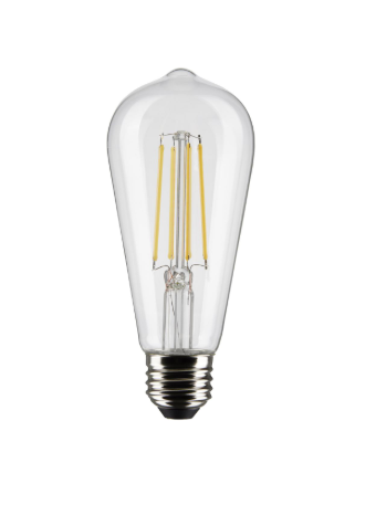 SATCO S21364 8 Watt ST19 LED; Clear; Medium base; 90 CRI; 3000K; 120 Volt Light Bulb