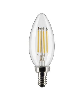 SATCO S21367 4 Watt B11 LED; Clear; Candelabra base; 90 CRI; 3000K; 120 Volt; 3-Pack Light Bulb