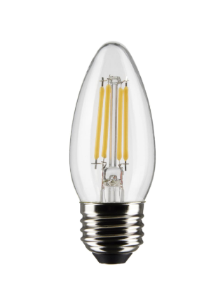 SATCO S21369 4 Watt B11 LED; Clear; Medium base; 90 CRI; 3000K; 120 Volt; 3-Pack Light Bulb