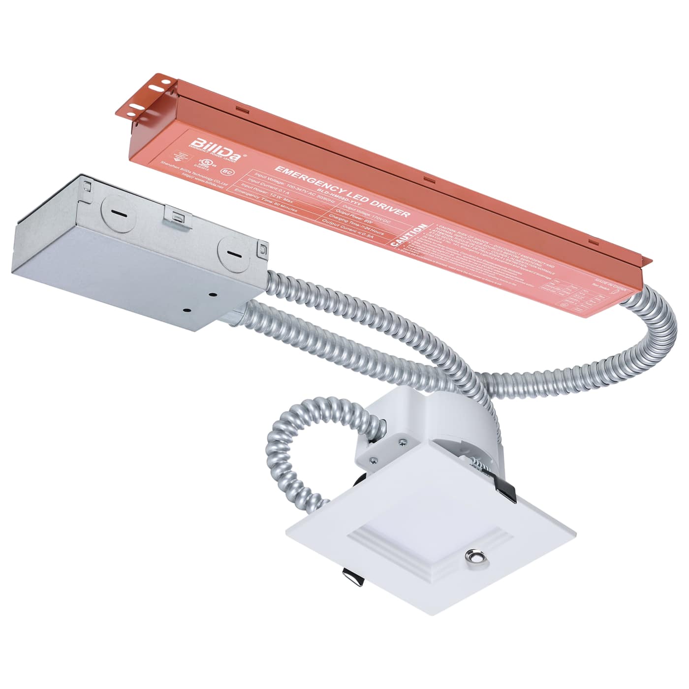Satco S21612 4-Inch Square LED Downlight 14.6W 5CCT Dual Dimming with Emergency Battery Backup