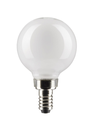 SATCO S21812 4.5 Watt G16.5 LED; White; Candelabra Base; 2700K; 350 Lumens; 120 Volt; 2-Pack Light Bulb