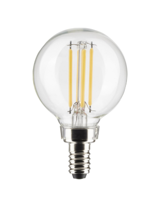 SATCO S21813 5.5 Watt G16.5 LED; Clear; Candelabra Base; 2700K; 500 Lumens; 120 Volt; 2-Pack Light Bulb