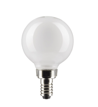 SATCO S21814 5.5 Watt G16.5 LED; White; Candelabra Base; 2700K; 500 Lumens; 120 Volt; 2-Pack Light Bulb