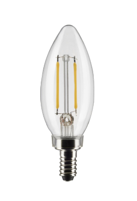 SATCO S21817 3 Watt B11 LED; Clear; Candelabra Base; 2700K; 200 Lumens; 120 Volt; 2-Pack Light Bulb