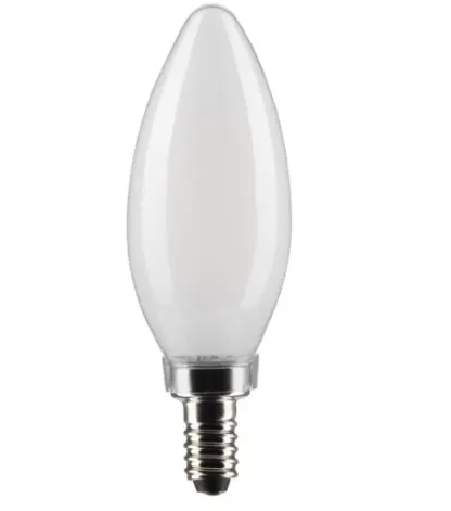 SATCO S21823 LED B11 Bulb, E12 Base, 90CRI, Wattage 4W, Lumens 350 lm, Voltage 120V, Color Temperature 2700K, Frosted- 2 Pack