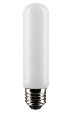 SATCO S21866 LED T10 Bulb, Dimmable, E26, Wattage 8W, Lumens 800 lm, Voltage 120V, Color Temperature 2700K, Frosted, 2PK