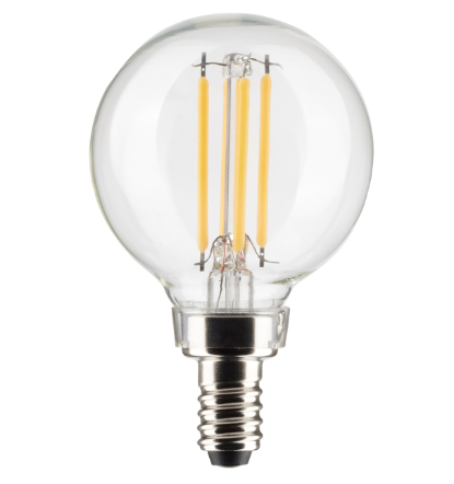SATCO S21875 4 Watt G16.5 LED; Clear; Candelabra Base; 5000K; 120 Volt; 2-Pack Light Bulb