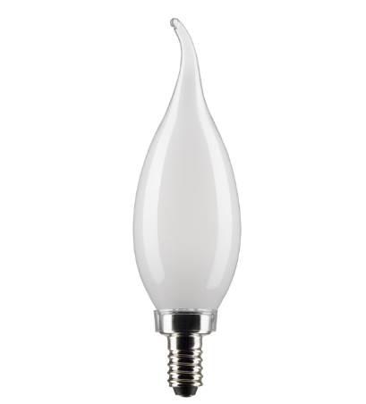 SATCO S21884 5.5 Watt CA10 LED; Frost Finish; Candelabra Base; 5000K; 120 Volt; 2-Card Light Bulb