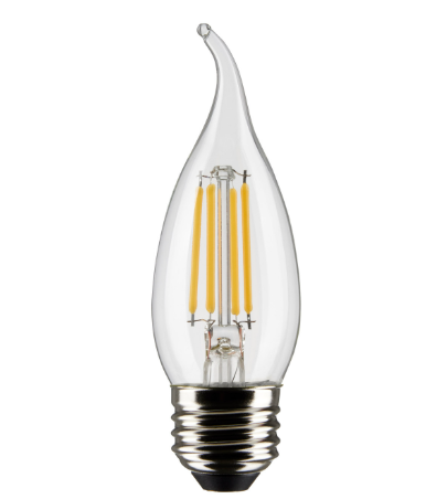 SATCO S21887 5.5 Watt CA10 LED; Clear; Medium Base; 5000K; 120 Volt; 2-Card Light Bulb