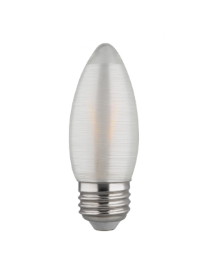 SATCO S22703 2 Watt C11 LED; Satin Spun; Clear; Medium base; 2700K; 120 Lumens; 120 Volt; Carded Light Bulb