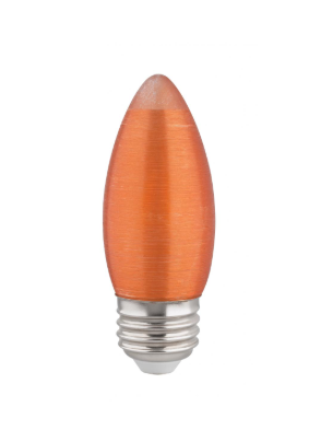 SATCO S22707 2 Watt C11 LED; Satin Spun; Amber; Medium base; 2100K; 100 Lumens; 120 Volt; Carded Light Bulb