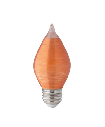 SATCO S22712 4 Watt C15 LED; Satin Spun; Amber; Medium base; 2100K; 240 Lumens; 120 Volt; Carded Light Bulb