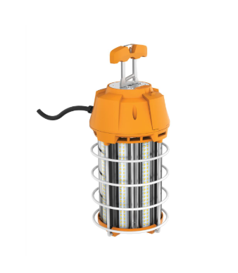SATCO S38975 150 Watt LED Hi-Lumen temporary Hi-Bay Caged lamp; 5000K; Integrated Cord / Plug & Hook; 120 Volt Light Bulb