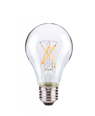 SATCO S39879 8 Watt A19 LED; Clear Finish; Medium base; 2700K; 120 Volt Light Bulb
