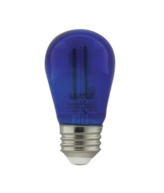 SATCO S8023 1 Watt; S14 LED Filament; Blue Transparent Glass Bulb; E26 Base; 120 Volt; Non-Dimmable; Pack of 4