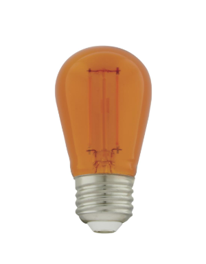 SATCO S8026 1 Watt; S14 LED Filament; Orange Transparent Glass Bulb; E26 Base; 120 Volt; Non-Dimmable; Pack of 4