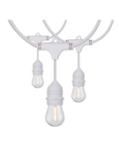 SATCO NUVO S8038 24Ft LED String Light; Includes 12-S14 bulbs; 2200K; White Cord