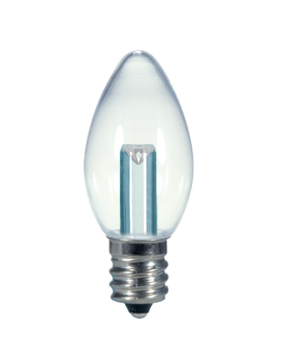 SATCO S9156 0.5 Watt LED; C7; Clear; 2700K; Candelabra base; 120 Volt; Carded Light Bulb
