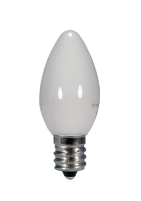 SATCO S9157 0.5 Watt LED; C7; White; 2700K; Candelabra base; 120 Volt; Carded Light Bulb