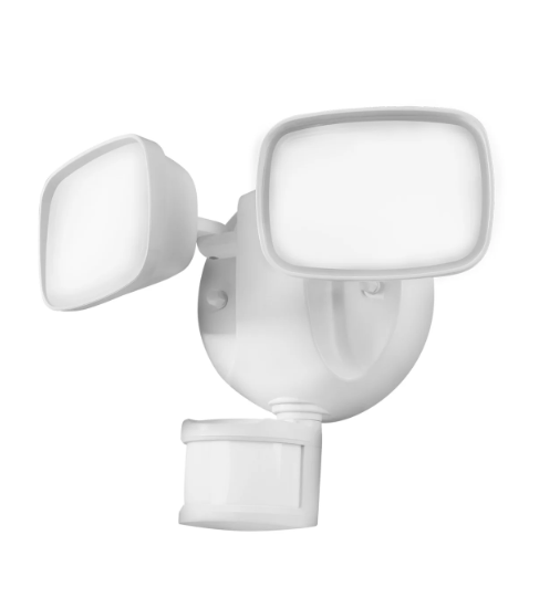 Feit Electric S9DFL/CCT/MOT/WH/AG 9 in. 28W Tunable White Dual Head Smart Motion Security Flood Light in White with Alexa Google Multi Color Temperature Wattage 28W, Voltage 120V Pack 1