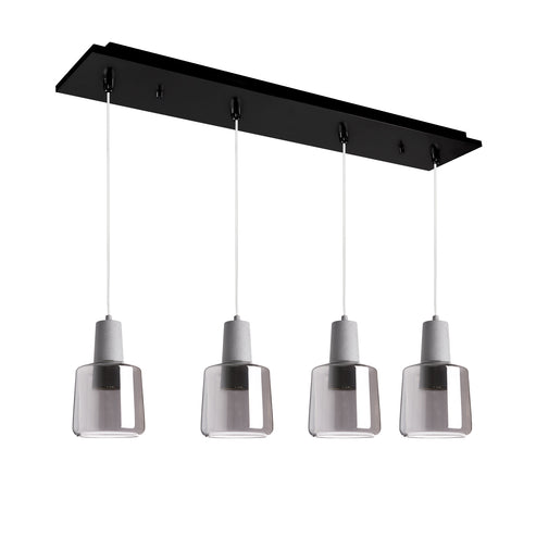 Kuzco Lighting MP12506BKSM-04 Samson 6-in 4 Head Multi Pendant Ceiling Light - CCT: 3000K - Finish: Black/Smoked Glass