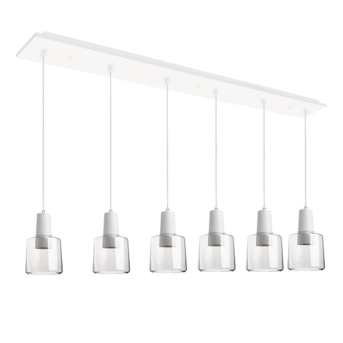 Kuzco Lighting MP12506WHCL-06 Samson 6-in 6 Head Multi Pendant Ceiling Light - CCT: 3000K - Finish: White/Clear Glass