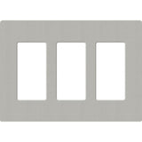 Lutron SC-3-PB Claro Screwless Designer Wall Plate W/Three Gang, Pebble Finish