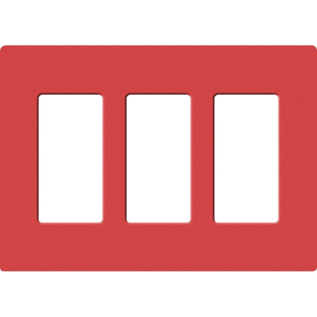 Lutron SC-3-SR Claro Screwless Designer Wall Plate W/Three Gang, Signal Red Finish