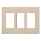 Lutron SC-3-TP Claro Screwless Designer Wall Plate W/Three Gang, Taupe Finish