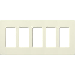 Lutron SC-5-BI Claro Decora Screwless Wall Plate W/Five Gang, Biscuit Finish