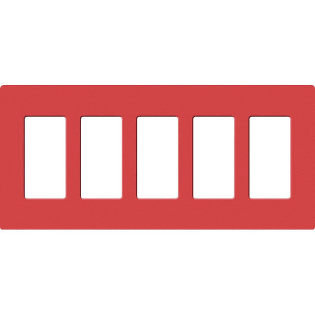 Lutron SC-5-SR Claro Decora Screwless Wall Plate W/Five Gang, Signal Red Finish