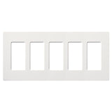 Lutron SC-5-SW Claro Decora Screwless Wall Plate W/Five Gang, Snow White Finish